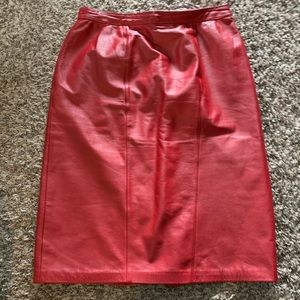 Red leather pencil skirt